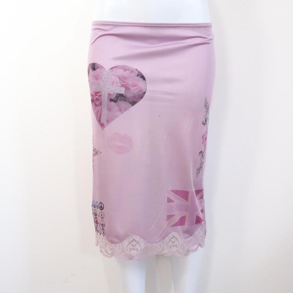 y2k mauve glitter cross lace slip skirt british core